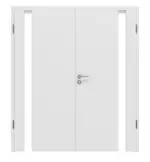 Frontansicht von Smart 1 Bandseite Basic Durat Bütte Weiß Doppelflügeltür inkl. Zarge - Huga