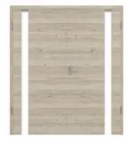 Frontansicht von HÖRMANN Doppelflügeltür Pure 1 Gebürstete Lärche hell quer Duradecor DesignLine mit Lichtausschnitt Bandseite mit Zarge