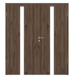 Frontansicht von HÖRMANN Doppelflügeltür Pure 1 Alpineiche Duradecor DesignLine mit Lichtausschnitt mittig mit Zarge