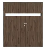 Frontansicht von HÖRMANN Doppelflügeltür Pure 1 Alpineiche Duradecor DesignLine mit Lichtausschnitt quer mit Zarge