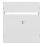 Frontansicht von HUGA Doppelflügeltür Pure 1 Bütte Weiß Duradecor DesignLine mit Lichtausschnitt quer mit Zarge