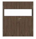 Frontansicht von HÖRMANN Doppelflügeltür Pure 2 Alpineiche Duradecor DesignLine mit Lichtausschnitt quer mit Zarge