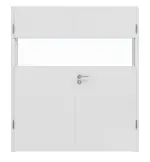 Frontansicht von HUGA Doppelflügeltür Pure 2 Bütte Weiß Duradecor DesignLine mit Lichtausschnitt quer mit Zarge