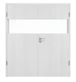 Frontansicht von HUGA Doppelflügeltür Smart 2 Eiche Weiß Durat Concept mit Lichtausschnitt quer mit Zarge