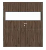 Frontansicht von HÖRMANN Doppelflügeltür Pure 2 Alpineiche Duradecor DesignLine mit Lichtausschnitt quer mit bündiger Lisene Plain 79-7 mit Zarge