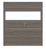 Frontansicht von HÖRMANN Doppelflügeltür Pure 2 Gebürstete Lärche dunkel quer Duradecor DesignLine mit Lichtausschnitt quer mit bündiger Lisene Plain 79-7 mit Zarge