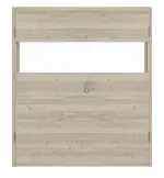 Frontansicht von HÖRMANN Doppelflügeltür Pure 2 Gebürstete Lärche hell quer Duradecor DesignLine mit Lichtausschnitt quer mit bündiger Lisene Plain 79-7 mit Zarge