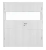 Frontansicht von HUGA Doppelflügeltür Smart 2 Eiche Weiß Durat Concept mit Lichtausschnitt quer mit bündiger Lisene Accura 79-7 mit Zarge