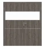 Frontansicht von HÖRMANN Doppelflügeltür Pure 2 Gebürstete Lärche dunkel Duradecor DesignLine mit Lichtausschnitt quer mit bündiger Lisene Plain 79-7 mit Zarge