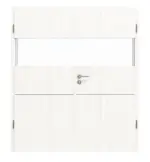 Frontansicht von HÖRMANN Doppelflügeltür Pure 2 Gebürstetes Weiß Duradecor DesignLine mit Lichtausschnitt quer mit bündiger Lisene Plain 79-7 mit Zarge