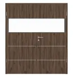 Frontansicht von HÖRMANN Doppelflügeltür Pure 2 Alpineiche Duradecor DesignLine mit Lichtausschnitt quer mit bündiger Lisene Plain 80-7 mit Zarge