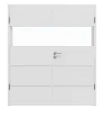 Frontansicht von HUGA Doppelflügeltür Pure 2 Bütte Weiß Duradecor DesignLine mit Lichtausschnitt quer mit bündiger Lisene Plain 80-7 mit Zarge