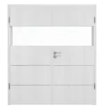 Frontansicht von HUGA Doppelflügeltür Smart 2 Eiche Weiß Durat Concept mit Lichtausschnitt quer mit bündiger Lisene Accura 80-7 mit Zarge