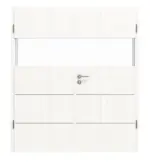 Frontansicht von HÖRMANN Doppelflügeltür Pure 2 Gebürstetes Weiß Duradecor DesignLine mit Lichtausschnitt quer mit bündiger Lisene Plain 80-7 mit Zarge