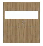 Frontansicht von HÖRMANN Doppelflügeltür Pure 2 Natureiche Duradecor DesignLine mit Lichtausschnitt quer mit bündiger Lisene Plain 80-7 mit Zarge