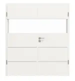 Frontansicht von HÖRMANN Doppelflügeltür Pure 2 Weißlack DesignLine mit Lichtausschnitt quer mit bündiger Lisene Plain 80-7 mit Zarge