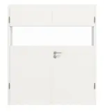 Frontansicht von HÖRMANN Doppelflügeltür Pure 2 Weißlack DesignLine mit Lichtausschnitt quer mit Zarge
