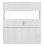 Frontansicht von HÖRMANN Doppelflügeltür Pure 2 Eiche Weiß Duradecor DesignLine mit Lichtausschnitt quer mit Lisene Steel 79 mit Zarge