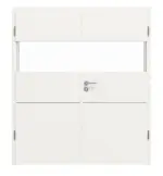 Frontansicht von HÖRMANN Doppelflügeltür Pure 2 Weißlack DesignLine mit Lichtausschnitt quer mit Lisene Steel 79 mit Zarge