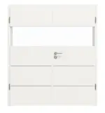 Frontansicht von HÖRMANN Doppelflügeltür Pure 2 Weißlack DesignLine mit Lichtausschnitt quer mit Lisene Steel 80 mit Zarge