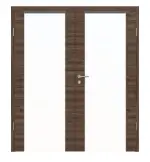 Frontansicht von HÖRMANN Doppelflügeltür Rail 1 Alpineiche quer Duradecor DesignLine mit Zarge