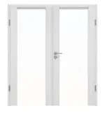 Frontansicht von Huga Doppelflügeltür Sueno 1 Eiche Weiß Durat Concept mit Zarge