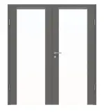Frontansicht von Huga Doppelflügeltür Sueno 1 Hygge grau RAL 7037 Duradecor Concept mit Zarge