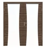 Frontansicht von HÖRMANN Doppelflügeltür Rail 2 Alpineiche quer Duradecor DesignLine mit Zarge