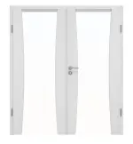 Frontansicht von Huga Doppelflügeltür Sueno 2 Eiche Weiß Durat Concept mit Zarge