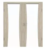 Frontansicht von HÖRMANN Doppelflügeltür Rail 2 Gebürstete Lärche hell Duradecor DesignLine mit Zarge