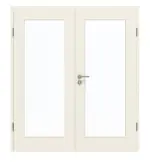 Frontansicht von GARANT Doppelflügeltür Riva RI1 Weißlack mit Lichtausschnitt LA-2 mit Zarge