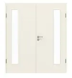 Frontansicht von GARANT Doppelflügeltür Riva RI1 Weißlack mit Lichtausschnitt LA-4 bandseitig mit Zarge
