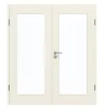 Frontansicht von GARANT Doppelflügeltür Riva RI2 Weißlack mit Lichtausschnitt LA-2 mit Zarge