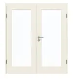 Frontansicht von GARANT Doppelflügeltür Riva RI8 Weißlack mit Lichtausschnitt LA-2 mit Zarge