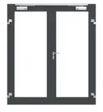 Frontansicht in db703 von Innentür-Set 2-flg. Aluminium Rohrrahmentür mit Rauchschutzfunktion RS 250 mit LA-01 inkl. Blockzarge - Hörmann