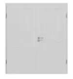 Frontansicht von JELD-WEN Doppelflügeltür Shape 4F Nickelgrau ähnlich RAL 7047 ExpertLack mit Zarge