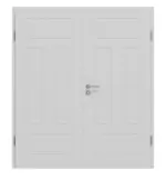 Frontansicht von JELD-WEN Doppelflügeltür Shape 4FS Nickelgrau ähnlich RAL 7047 ExpertLack mit Zarge