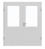 Frontansicht von JELD-WEN Doppelflügeltür Shape 2F/3F Nickelgrau ähnlich RAL 7047 ExpertLack mit Lichtausschnitt LA-1G mit Zarge