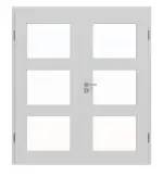 Frontansicht von JELD-WEN Doppelflügeltür Shape 3FG Nickelgrau ähnlich RAL 7047 ExpertLack mit Lichtausschnitt LA-3G mit Zarge