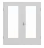 Frontansicht von JELD-WEN Doppelflügeltür Shape Zero Nickelgrau ähnlich RAL 7047 ExpertLack mit Lichtausschnitt LÖ-33 mit Zarge