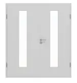 Frontansicht von JELD-WEN Doppelflügeltür Shape Zero Nickelgrau ähnlich RAL 7047 ExpertLack mit Lichtausschnitt LÖ-72 mit Zarge