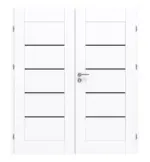 Frontansicht von Doppelflügeltür Stone II M3 Arktisches Weiß Dekorfolie inkl. Lichtausschnitt und Zarge