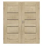 Frontansicht von Doppelflügeltür Stone II M3 Eiche Cleveland Dekorfolie inkl. Lichtausschnitt und Zarge