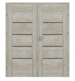 Frontansicht von Doppelflügeltür Stone II M3 Eiche Gessato Dekorfolie inkl. Lichtausschnitt und Zarge