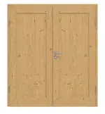 Frontansicht von Doppelflügeltür TE-1 Eiche astig Massivholz mit Zarge