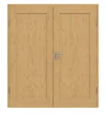 Frontansicht von Doppelflügeltür TE-1 Eiche astarm Massivholz mit Zarge