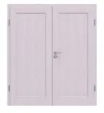 Frontansicht von Doppelflügeltür TE-1 Fichte astarm weiß pigmentiert lackiert Massivholz mit Zarge