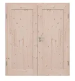 Frontansicht von Doppelflügeltür TE-1 Fichte astig Massivholz mit Zarge