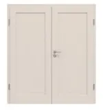 Frontansicht von Doppelflügeltür TE-1 Fichte astig weiß pigmentiert lackiert Massivholz mit Zarge