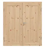 Frontansicht von Doppelflügeltür TE-1 Kiefer astig Massivholz mit Zarge
